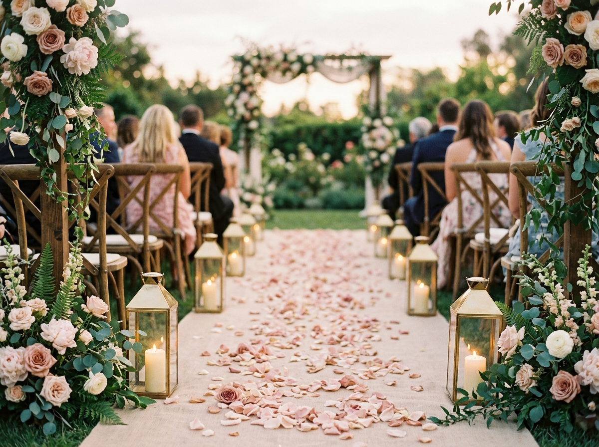 Aisle Petals & Lanterns